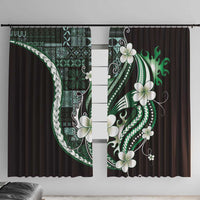 Samoa Siapo Tribal Pattern Window Curtain Forest Green Polynesian Plumeria Tapa Motif LT9 With Hooks Green - Polynesian Pride