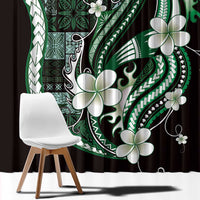 Samoa Siapo Tribal Pattern Window Curtain Forest Green Polynesian Plumeria Tapa Motif LT9 - Polynesian Pride