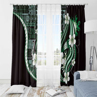 Samoa Siapo Tribal Pattern Window Curtain Forest Green Polynesian Plumeria Tapa Motif LT9 - Polynesian Pride