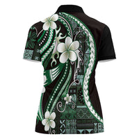 Samoa Siapo Tribal Pattern Women Polo Shirt Forest Green Polynesian Plumeria Tapa Motif LT9 - Polynesian Pride