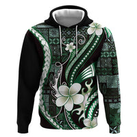 Samoa Siapo Tribal Pattern Zip Hoodie Forest Green Polynesian Plumeria Tapa Motif LT9 Pullover Hoodie Green - Polynesian Pride