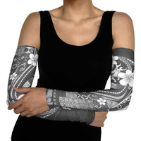 Samoa Siapo Tribal Pattern Arm Sleeves Light Gray Polynesian Plumeria Tapa Motif LT9 - Polynesian Pride