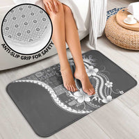 Samoa Siapo Tribal Pattern Bathroom Set Light Gray Polynesian Plumeria Tapa Motif LT9 - Polynesian Pride