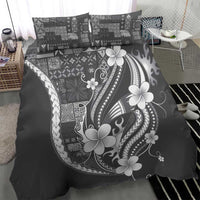 Samoa Siapo Tribal Pattern Bedding Set Light Gray Polynesian Plumeria Tapa Motif LT9 - Polynesian Pride