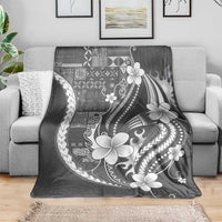 Samoa Siapo Tribal Pattern Blanket Light Gray Polynesian Plumeria Tapa Motif LT9 - Polynesian Pride