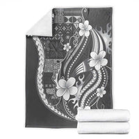 Samoa Siapo Tribal Pattern Blanket Light Gray Polynesian Plumeria Tapa Motif LT9 - Polynesian Pride