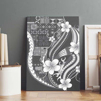 Samoa Siapo Tribal Pattern Canvas Wall Art Light Gray Polynesian Plumeria Tapa Motif LT9 - Polynesian Pride