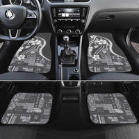 Samoa Siapo Tribal Pattern Car Mats Light Gray Polynesian Plumeria Tapa Motif LT9 Set 4pcs Gray - Polynesian Pride