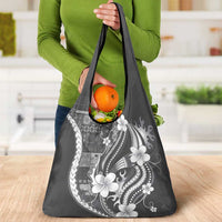 Samoa Siapo Tribal Pattern Grocery Bag Light Gray Polynesian Plumeria Tapa Motif LT9 - Polynesian Pride
