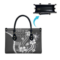 Samoa Siapo Tribal Pattern Leather Bag Light Gray Polynesian Plumeria Tapa Motif LT9 - Polynesian Pride