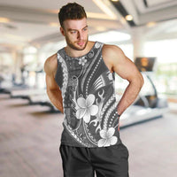 Samoa Siapo Tribal Pattern Men Tank Top Light Gray Polynesian Plumeria Tapa Motif LT9 Gray - Polynesian Pride