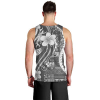 Samoa Siapo Tribal Pattern Men Tank Top Light Gray Polynesian Plumeria Tapa Motif LT9 - Polynesian Pride