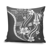 Samoa Siapo Tribal Pattern Pillow Cover Light Gray Polynesian Plumeria Tapa Motif LT9 Gray - Polynesian Pride
