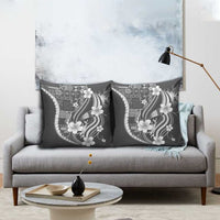 Samoa Siapo Tribal Pattern Pillow Cover Light Gray Polynesian Plumeria Tapa Motif LT9 - Polynesian Pride