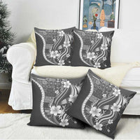 Samoa Siapo Tribal Pattern Pillow Cover Light Gray Polynesian Plumeria Tapa Motif LT9 - Polynesian Pride