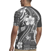 Samoa Siapo Tribal Pattern Rugby Jersey Light Gray Polynesian Plumeria Tapa Motif LT9 - Polynesian Pride