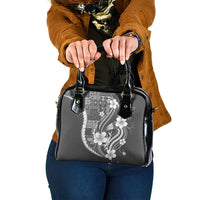 Samoa Siapo Tribal Pattern Shoulder Handbag Light Gray Polynesian Plumeria Tapa Motif LT9 One Size Gray - Polynesian Pride