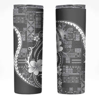 Samoa Siapo Tribal Pattern Skinny Tumbler Light Gray Polynesian Plumeria Tapa Motif LT9 Gray - Polynesian Pride