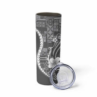 Samoa Siapo Tribal Pattern Skinny Tumbler Light Gray Polynesian Plumeria Tapa Motif LT9 - Polynesian Pride