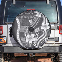 Samoa Siapo Tribal Pattern Spare Tire Cover Light Gray Polynesian Plumeria Tapa Motif LT9 Gray - Polynesian Pride