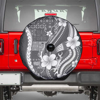 Samoa Siapo Tribal Pattern Spare Tire Cover Light Gray Polynesian Plumeria Tapa Motif LT9 - Polynesian Pride