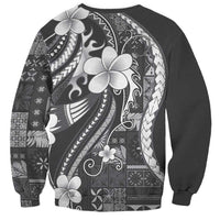 Samoa Siapo Tribal Pattern Sweatshirt Light Gray Polynesian Plumeria Tapa Motif LT9 - Polynesian Pride