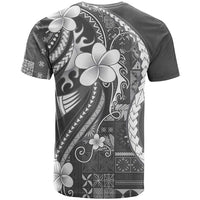 Samoa Siapo Tribal Pattern T Shirt Light Gray Polynesian Plumeria Tapa Motif LT9 - Polynesian Pride