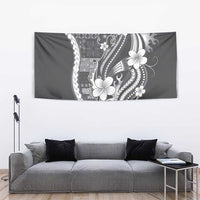 Samoa Siapo Tribal Pattern Tapestry Light Gray Polynesian Plumeria Tapa Motif LT9 - Polynesian Pride