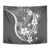 Samoa Siapo Tribal Pattern Tapestry Light Gray Polynesian Plumeria Tapa Motif LT9 - Polynesian Pride