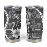 Samoa Siapo Tribal Pattern Tumbler Cup Light Gray Polynesian Plumeria Tapa Motif LT9 Gray - Polynesian Pride