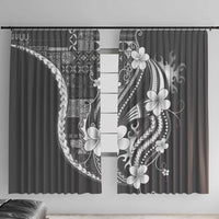 Samoa Siapo Tribal Pattern Window Curtain Light Gray Polynesian Plumeria Tapa Motif LT9 With Hooks Gray - Polynesian Pride