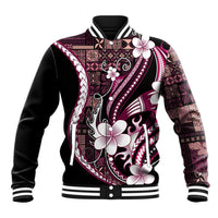 Samoa Siapo Tribal Pattern Baseball Jacket Violet Polynesian Plumeria Tapa Motif LT9 Unisex Violet - Polynesian Pride