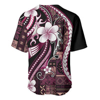 Samoa Siapo Tribal Pattern Baseball Jersey Violet Polynesian Plumeria Tapa Motif LT9 - Polynesian Pride
