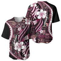 Samoa Siapo Tribal Pattern Baseball Jersey Violet Polynesian Plumeria Tapa Motif LT9 - Polynesian Pride