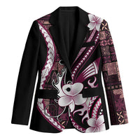 Samoa Siapo Tribal Pattern Blazer Violet Polynesian Plumeria Tapa Motif LT9 Unisex Violet - Polynesian Pride