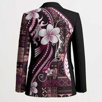 Samoa Siapo Tribal Pattern Blazer Violet Polynesian Plumeria Tapa Motif LT9 - Polynesian Pride