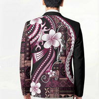 Samoa Siapo Tribal Pattern Blazer Violet Polynesian Plumeria Tapa Motif LT9 - Polynesian Pride