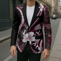 Samoa Siapo Tribal Pattern Blazer Violet Polynesian Plumeria Tapa Motif LT9 - Polynesian Pride