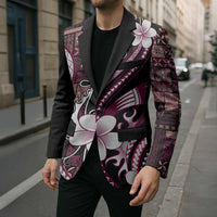 Samoa Siapo Tribal Pattern Blazer Violet Polynesian Plumeria Tapa Motif LT9 - Polynesian Pride