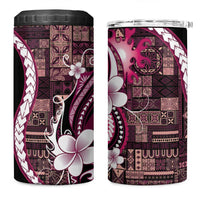 Samoa Siapo Tribal Pattern 4 in 1 Can Cooler Tumbler Violet Polynesian Plumeria Tapa Motif LT9 One Size: 16 oz Violet - Polynesian Pride