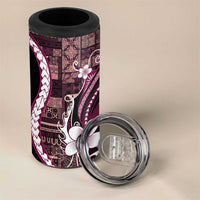 Samoa Siapo Tribal Pattern 4 in 1 Can Cooler Tumbler Violet Polynesian Plumeria Tapa Motif LT9 - Polynesian Pride