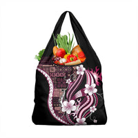 Samoa Siapo Tribal Pattern Grocery Bag Violet Polynesian Plumeria Tapa Motif LT9 1-pack One Size Violet - Polynesian Pride