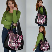 Samoa Siapo Tribal Pattern Grocery Bag Violet Polynesian Plumeria Tapa Motif LT9 - Polynesian Pride