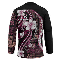 Samoa Siapo Tribal Pattern Hockey Jersey Violet Polynesian Plumeria Tapa Motif LT9 - Polynesian Pride