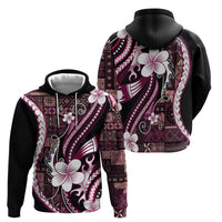 Samoa Siapo Tribal Pattern Hoodie Violet Polynesian Plumeria Tapa Motif