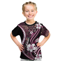 Samoa Siapo Tribal Pattern Kid T Shirt Violet Polynesian Plumeria Tapa Motif LT9 Violet - Polynesian Pride