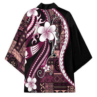 Samoa Siapo Tribal Pattern Kimono Violet Polynesian Plumeria Tapa Motif LT9 - Polynesian Pride