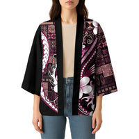 Samoa Siapo Tribal Pattern Kimono Violet Polynesian Plumeria Tapa Motif LT9 - Polynesian Pride