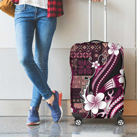 Samoa Siapo Tribal Pattern Luggage Cover Violet Polynesian Plumeria Tapa Motif LT9 - Polynesian Pride
