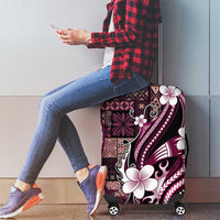 Samoa Siapo Tribal Pattern Luggage Cover Violet Polynesian Plumeria Tapa Motif LT9 - Polynesian Pride